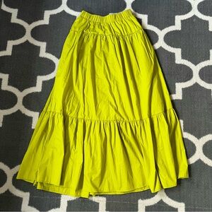 Abercrombie & Fitch Neon Green Tiered Maxi Skirt prairie boho women’s small